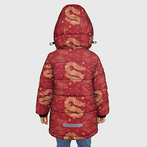 Зимняя куртка для девочки The chinese dragon pattern / 3D-Красный – фото 4