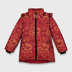 Зимняя куртка для девочки Dragon red pattern