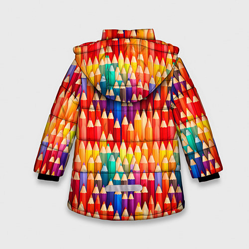 Зимняя куртка для девочки Цветные карандаши / 3D-Красный – фото 2