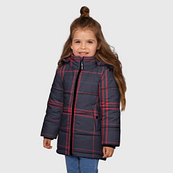 Куртка зимняя для девочки Красно-черная клетка, цвет: 3D-светло-серый — фото 2