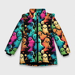 Зимняя куртка для девочки Паттерн с разноцветными приведениями