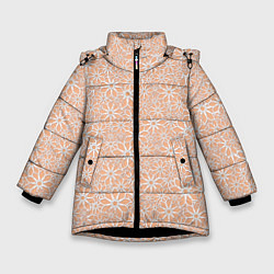 Куртка зимняя для девочки Цветочный паттерн оттенок миндального крема, цвет: 3D-черный