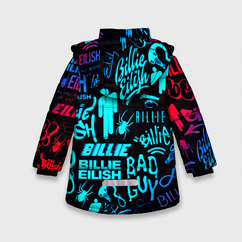 Зимняя куртка для девочки Billie Eilish neon pattern / 3D-Черный – фото 2