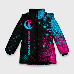 Куртка зимняя для девочки Angels of Death - neon gradient: по-вертикали, цвет: 3D-черный
