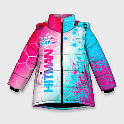 Куртка зимняя для девочки Hitman neon gradient style: по-вертикали, цвет: 3D-черный