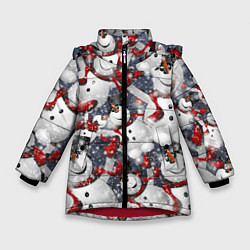 Зимняя куртка для девочки Зимний паттерн со снеговиками