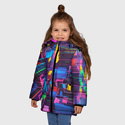 Куртка зимняя для девочки Пространство с кубами, цвет: 3D-красный — фото 2