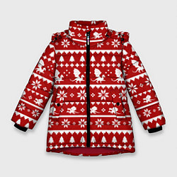 Куртка зимняя для девочки Dragon year pattern, цвет: 3D-красный