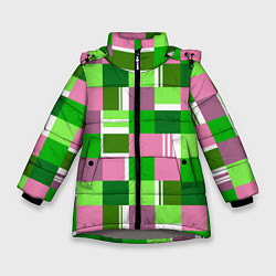 Зимняя куртка для девочки Ретро квадраты ванильные