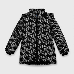 Куртка зимняя для девочки Киберпанк линии белые, цвет: 3D-черный