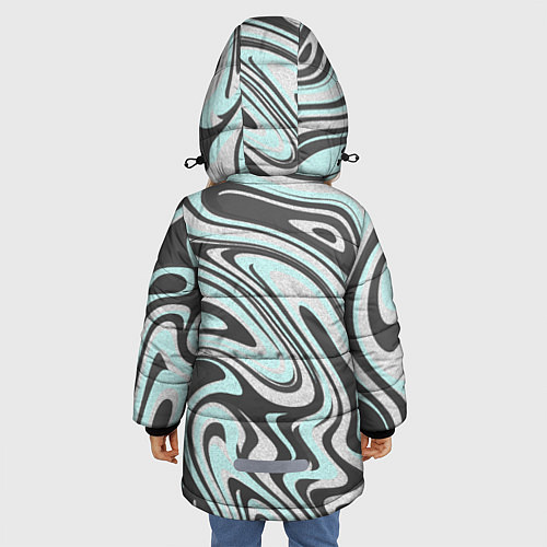 Зимняя куртка для девочки Абстракция серо-голубой текстурный / 3D-Светло-серый – фото 4