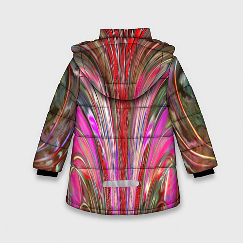 Зимняя куртка для девочки Размытый узор с розовыми и серыми тонами / 3D-Черный – фото 2