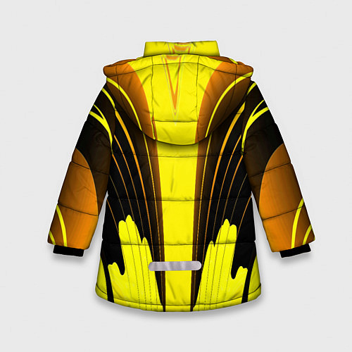 Зимняя куртка для девочки Черно-желтые мотивы / 3D-Светло-серый – фото 2