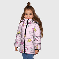 Куртка зимняя для девочки Барби аксессуары - розовый паттерн, цвет: 3D-светло-серый — фото 2