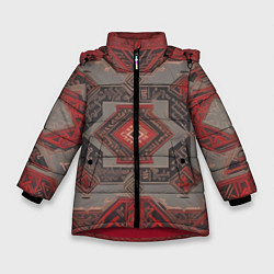 Куртка зимняя для девочки Ковер в красных тонах, цвет: 3D-красный