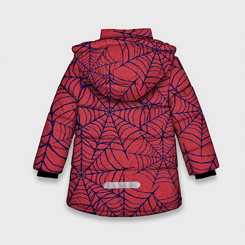 Зимняя куртка для девочки Паутина красно-синий / 3D-Черный – фото 2