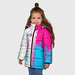 Куртка зимняя для девочки Mass Effect neon gradient style: по-вертикали, цвет: 3D-черный — фото 2