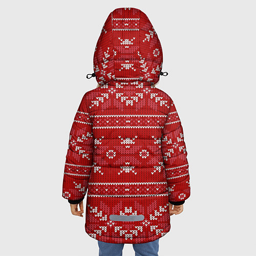 Зимняя куртка для девочки Красный вязаный узор свитера / 3D-Красный – фото 4