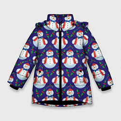 Зимняя куртка для девочки Милые снеговики - зимний узор
