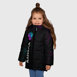 Куртка зимняя для девочки Данила и неоновый герб России: по-вертикали, цвет: 3D-черный — фото 2