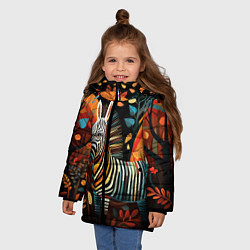 Куртка зимняя для девочки Зебра в стиле фолк-арт, цвет: 3D-красный — фото 2