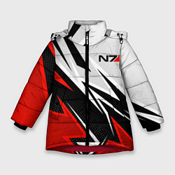 Куртка зимняя для девочки N7 mass effect - white and red, цвет: 3D-красный
