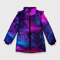 Куртка зимняя для девочки Неоновая абстракция синий и розовый, цвет: 3D-красный