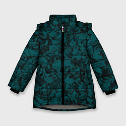 Куртка зимняя для девочки Текстура каменная тёмно-зелёный, цвет: 3D-светло-серый