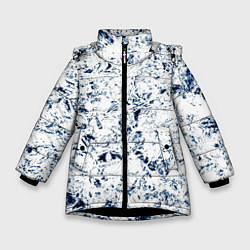 Куртка зимняя для девочки Паттерн ледяные вершины гор, цвет: 3D-черный