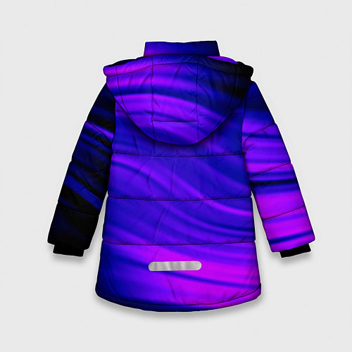 Зимняя куртка для девочки Волнистый абстрактный узор в синих и малиновых тон / 3D-Черный – фото 2