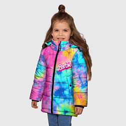 Куртка зимняя для девочки Barbie - floral pattern - tie-dye, цвет: 3D-светло-серый — фото 2
