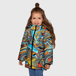 Куртка зимняя для девочки Абстрактная диффузия, цвет: 3D-светло-серый — фото 2