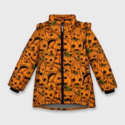 Куртка зимняя для девочки Страшные тыквы, цвет: 3D-светло-серый