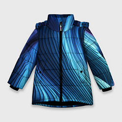Куртка зимняя для девочки Трехмерные волны, цвет: 3D-черный