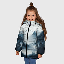 Куртка зимняя для девочки Утренние горы, цвет: 3D-светло-серый — фото 2
