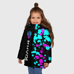 Куртка зимняя для девочки Юлия и неоновый герб России: по-вертикали, цвет: 3D-черный — фото 2