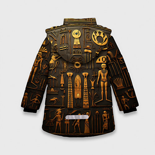 Зимняя куртка для девочки Арт в стиле египетских письмен / 3D-Светло-серый – фото 2