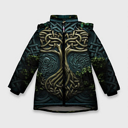 Куртка зимняя для девочки Дерево друидов, цвет: 3D-светло-серый