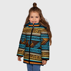 Куртка зимняя для девочки Этнический рисунок в горизонтальную полоску, цвет: 3D-красный — фото 2
