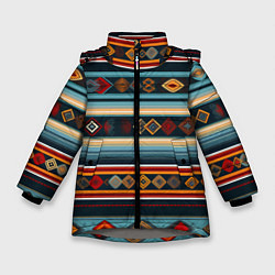 Зимняя куртка для девочки Этнический орнамент в горизонтальную полоску