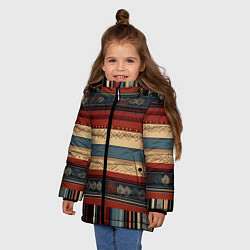 Куртка зимняя для девочки Этнический принт в полоску, цвет: 3D-черный — фото 2