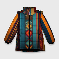 Зимняя куртка для девочки Этнический орнамент в вертикальную полоску