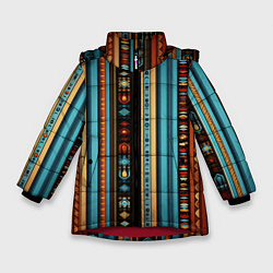 Зимняя куртка для девочки Этнический паттерн в вертикальную полоску