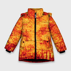 Куртка зимняя для девочки Осенний пожар, цвет: 3D-черный