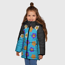Куртка зимняя для девочки Ромашковое поле улыбок, цвет: 3D-черный — фото 2