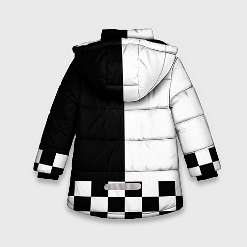 Зимняя куртка для девочки Шахматный конь / 3D-Черный – фото 2
