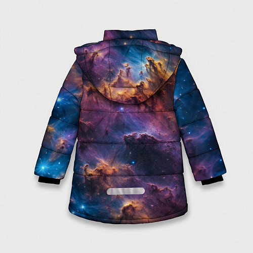 Зимняя куртка для девочки Космическая туманность / 3D-Черный – фото 2