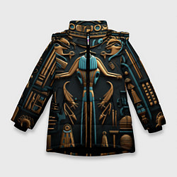 Зимняя куртка для девочки Орнамент в стиле египетской иероглифики