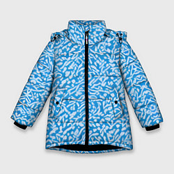 Зимняя куртка для девочки Белые узоры на синем фоне