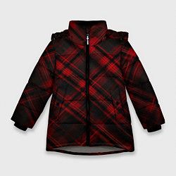 Куртка зимняя для девочки Тёмно-красная шотландская клетка, цвет: 3D-светло-серый